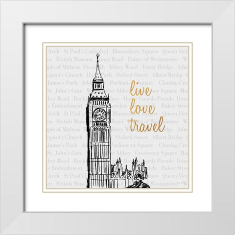 Live Love Travel White Modern Wood Framed Art Print with Double Matting by Biscardi, Nicholas