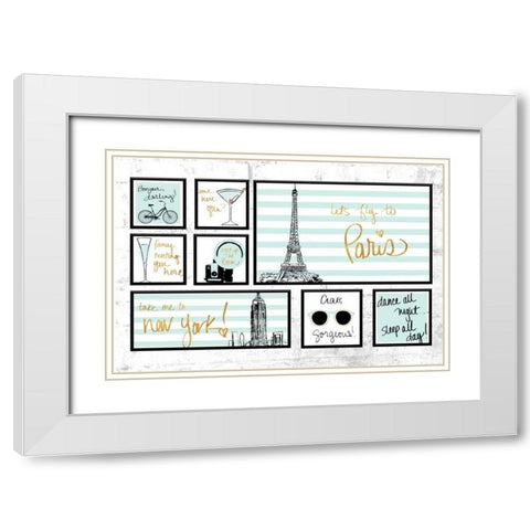 Travel Pack Teal White Modern Wood Framed Art Print with Double Matting by Biscardi, Nicholas