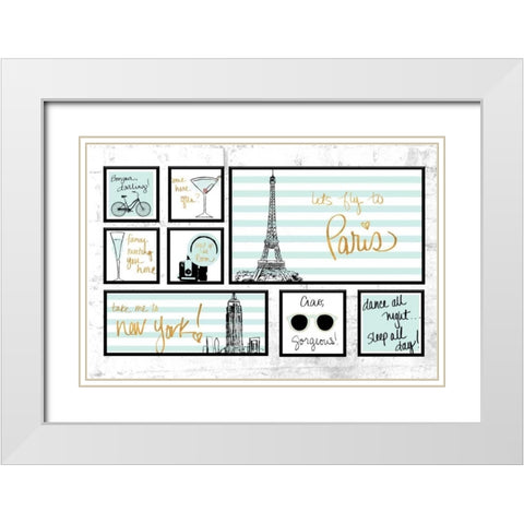 Travel Pack Teal White Modern Wood Framed Art Print with Double Matting by Biscardi, Nicholas
