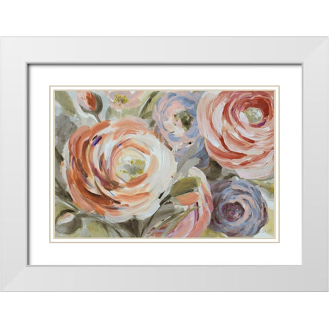 Orange and Violet Ranunculus White Modern Wood Framed Art Print with Double Matting by Loreth, Lanie