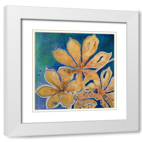 Fiori d Oro I White Modern Wood Framed Art Print with Double Matting by Pinto, Patricia