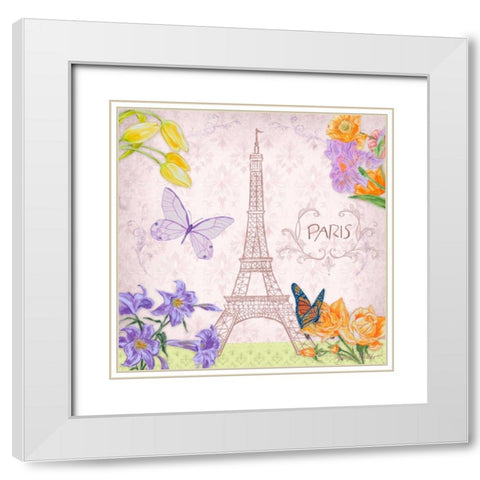 Parisian Meadow I White Modern Wood Framed Art Print with Double Matting by Baliko, Linda
