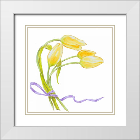 Floral V White Modern Wood Framed Art Print with Double Matting by Baliko, Linda