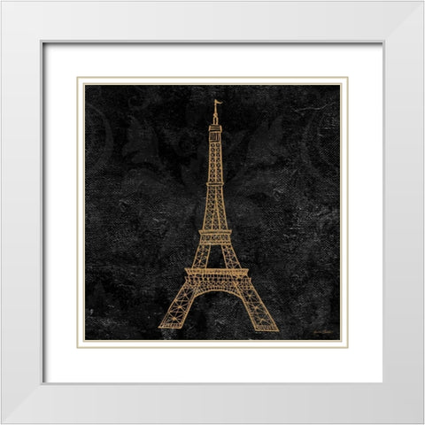 Elegant Paris Gold III White Modern Wood Framed Art Print with Double Matting by Baliko, Linda