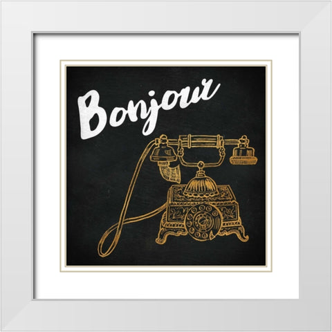 Mon Paris Gold II White Modern Wood Framed Art Print with Double Matting by Baliko, Linda