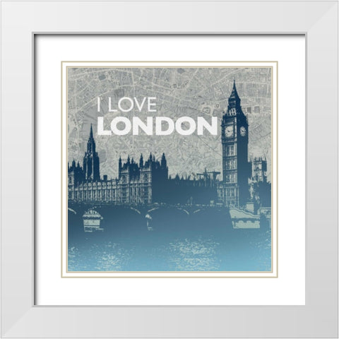City Love I White Modern Wood Framed Art Print with Double Matting by Meneely, Dan