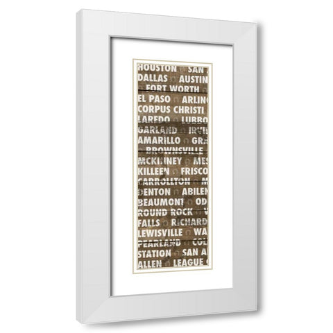 Texas Wood Type White Modern Wood Framed Art Print with Double Matting by Meneely, Dan