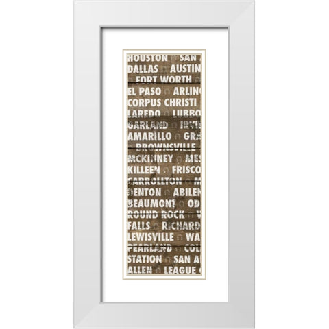 Texas Wood Type White Modern Wood Framed Art Print with Double Matting by Meneely, Dan