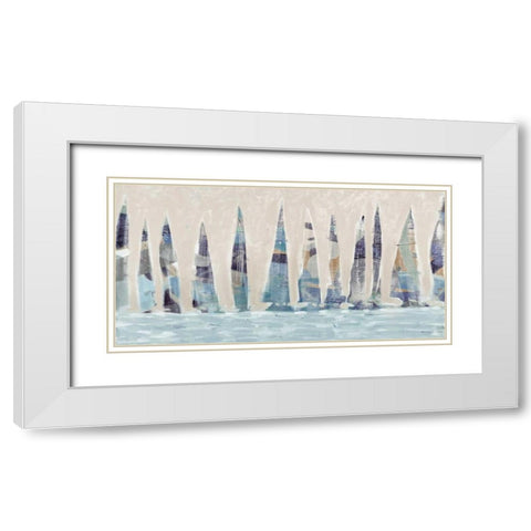 Dozen Muted Boats Panel White Modern Wood Framed Art Print with Double Matting by Meneely, Dan