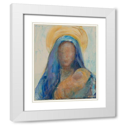 Mother and Child I White Modern Wood Framed Art Print with Double Matting by Maria, Robin