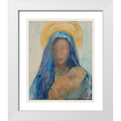 Mother and Child I White Modern Wood Framed Art Print with Double Matting by Maria, Robin