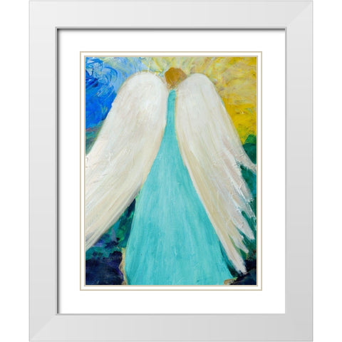 Dreams and Angel Wings White Modern Wood Framed Art Print with Double Matting by Maria, Robin