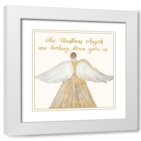 Christmas Angel White Modern Wood Framed Art Print with Double Matting by Maria, Robin