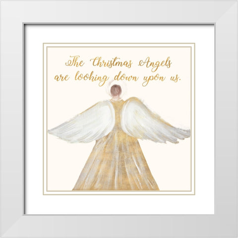 Christmas Angel White Modern Wood Framed Art Print with Double Matting by Maria, Robin