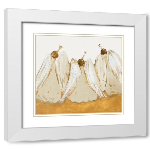 Golden Trumpeting Angels White Modern Wood Framed Art Print with Double Matting by Maria, Robin