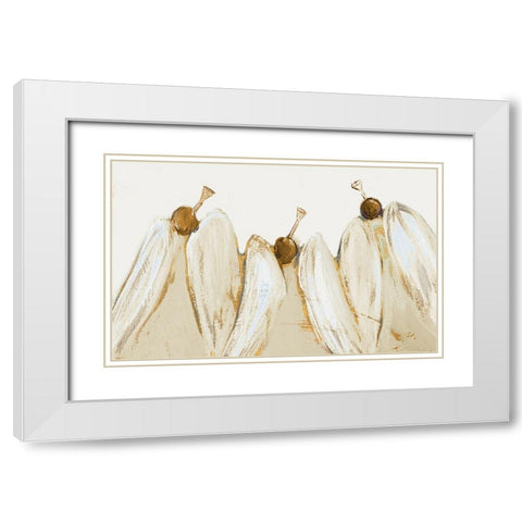 Golden Trumpeting Angels White Modern Wood Framed Art Print with Double Matting by Maria, Robin