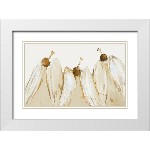 Golden Trumpeting Angels White Modern Wood Framed Art Print with Double Matting by Maria, Robin
