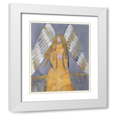 Gold and Silver Angel White Modern Wood Framed Art Print with Double Matting by Maria, Robin