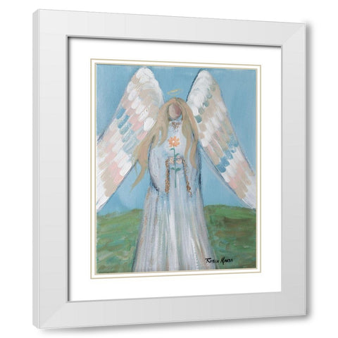 Angel in Spring White Modern Wood Framed Art Print with Double Matting by Maria, Robin
