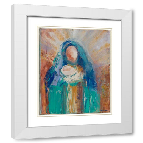 Mother and Child II White Modern Wood Framed Art Print with Double Matting by Maria, Robin