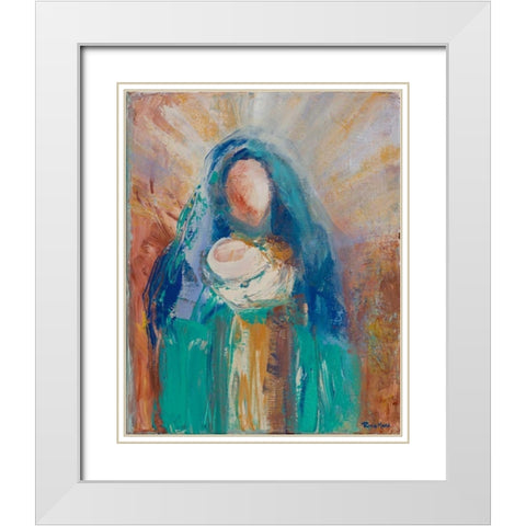 Mother and Child II White Modern Wood Framed Art Print with Double Matting by Maria, Robin