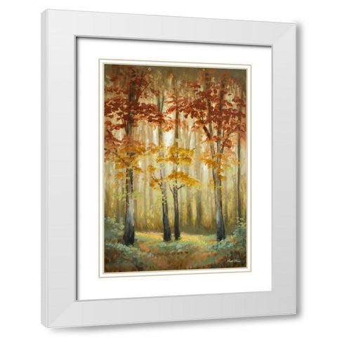 Woodland Glow I White Modern Wood Framed Art Print with Double Matting by Marcon, Michael