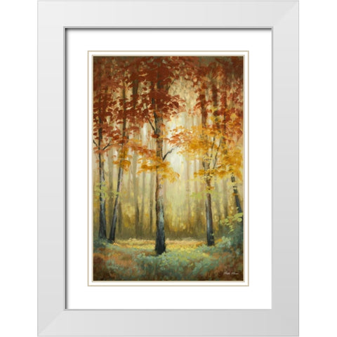 Woodland Glow II White Modern Wood Framed Art Print with Double Matting by Marcon, Michael