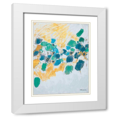 Gold and Teal Internodes White Modern Wood Framed Art Print with Double Matting by Coolick, Ann Marie
