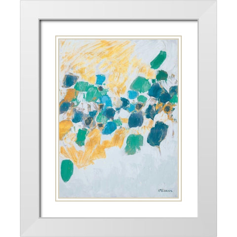 Gold and Teal Internodes White Modern Wood Framed Art Print with Double Matting by Coolick, Ann Marie