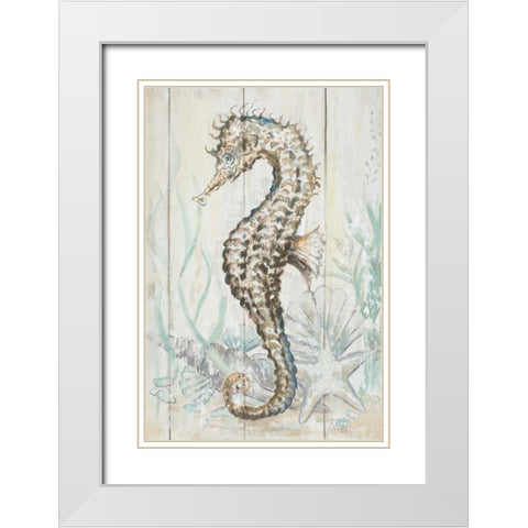 Antique Sea Horse II White Modern Wood Framed Art Print with Double Matting by Pinto, Patricia