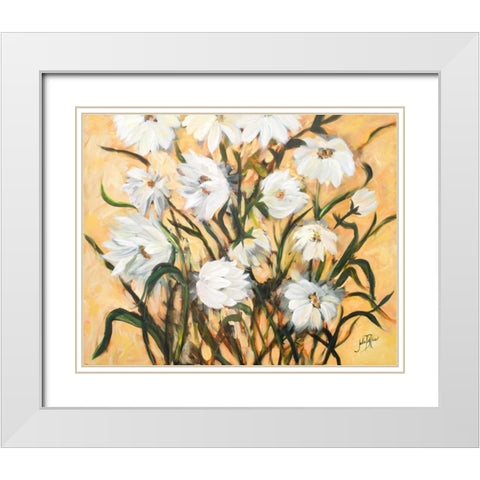 Wild Daisies White Modern Wood Framed Art Print with Double Matting by DeRice, Julie