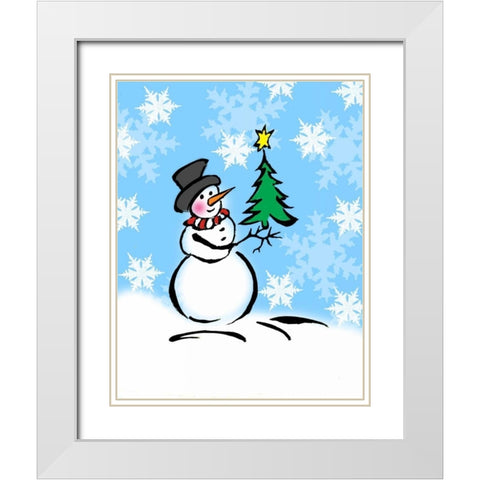 Silly Snowmen III White Modern Wood Framed Art Print with Double Matting by Biscardi, Nicholas