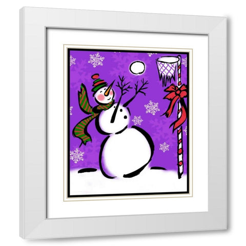 Silly Snowmen VII White Modern Wood Framed Art Print with Double Matting by Biscardi, Nicholas
