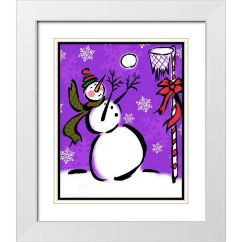 Silly Snowmen VII White Modern Wood Framed Art Print with Double Matting by Biscardi, Nicholas
