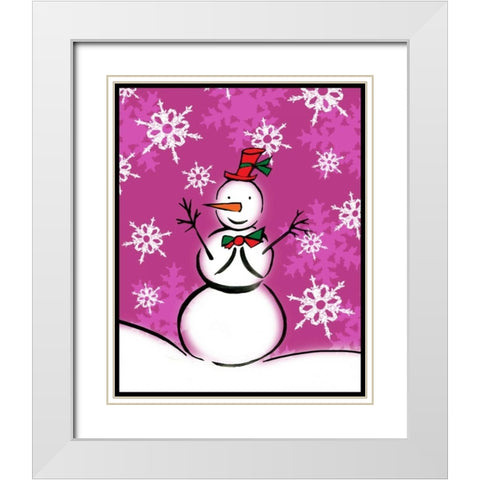 Silly Snowmen IX White Modern Wood Framed Art Print with Double Matting by Biscardi, Nicholas