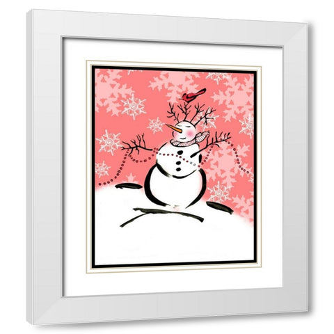 Silly Snowmen XI White Modern Wood Framed Art Print with Double Matting by Biscardi, Nicholas