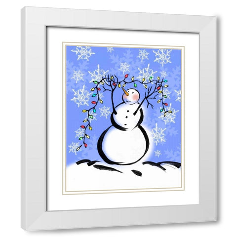Silly Snowmen I White Modern Wood Framed Art Print with Double Matting by Biscardi, Nicholas