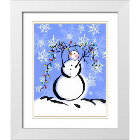 Silly Snowmen I White Modern Wood Framed Art Print with Double Matting by Biscardi, Nicholas