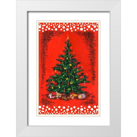 Xmas Tree White Modern Wood Framed Art Print with Double Matting by Biscardi, Nicholas