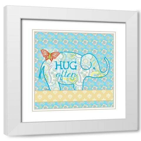 Blue Elephant I White Modern Wood Framed Art Print with Double Matting by Metz, Andi