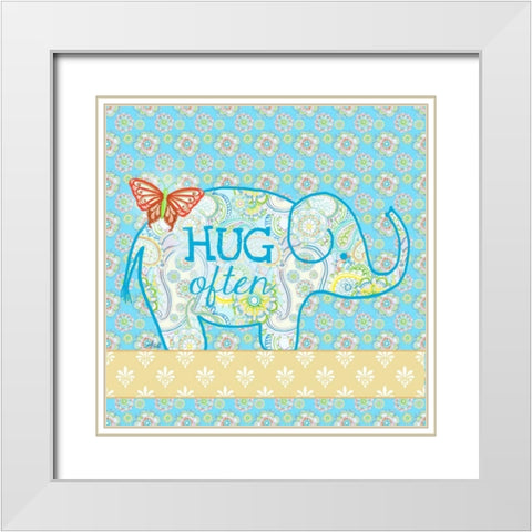 Blue Elephant I White Modern Wood Framed Art Print with Double Matting by Metz, Andi