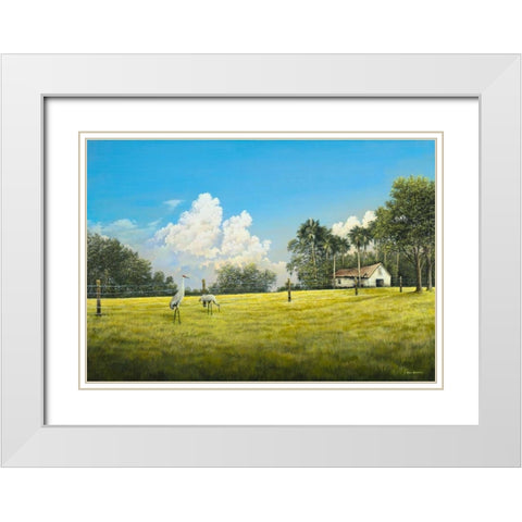 Crane Field White Modern Wood Framed Art Print with Double Matting by Nawrocke, Bruce