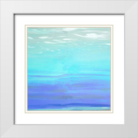 Aquatic Abstract White Modern Wood Framed Art Print with Double Matting by Meneely, Dan