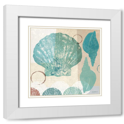 Shell Collage I White Modern Wood Framed Art Print with Double Matting by Meneely, Dan