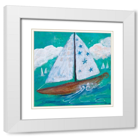 Regatta Winds IV White Modern Wood Framed Art Print with Double Matting by Maria, Robin