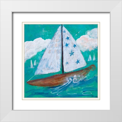 Regatta Winds IV White Modern Wood Framed Art Print with Double Matting by Maria, Robin