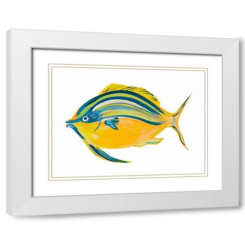 Fishy III White Modern Wood Framed Art Print with Double Matting by DeRice, Julie