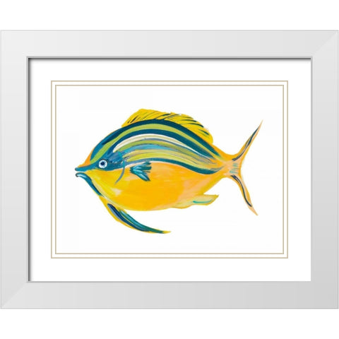 Fishy III White Modern Wood Framed Art Print with Double Matting by DeRice, Julie