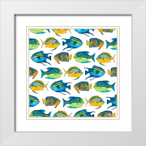 Fishy Pattern White Modern Wood Framed Art Print with Double Matting by DeRice, Julie