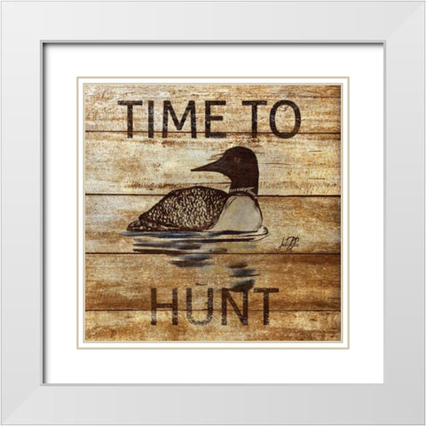 Time To Hunt Square II White Modern Wood Framed Art Print with Double Matting by DeRice, Julie